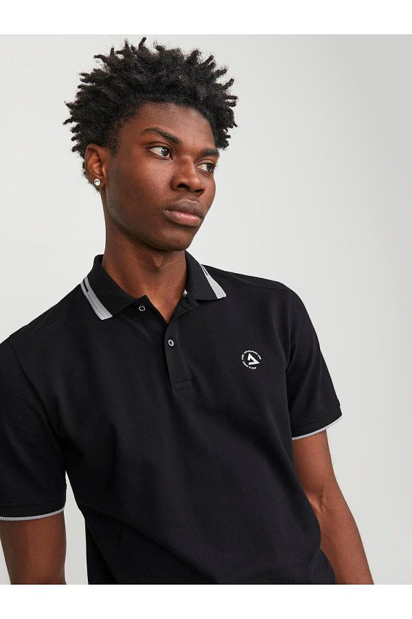 Jack Jones Jack Jones Jcohass Logo Polo Ss Ln Men s Black Polo T shirt12252395 02 Trendyol