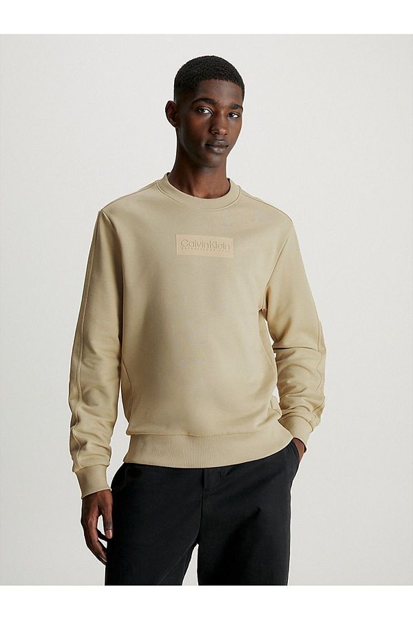 Calvin Klein Men s Brand Logo Long Sleeve Casual Khaki Sweater K10K112252 LEB Trendyol
