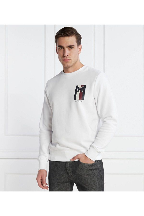 Mens white tommy hilfiger sweatshirt clearance