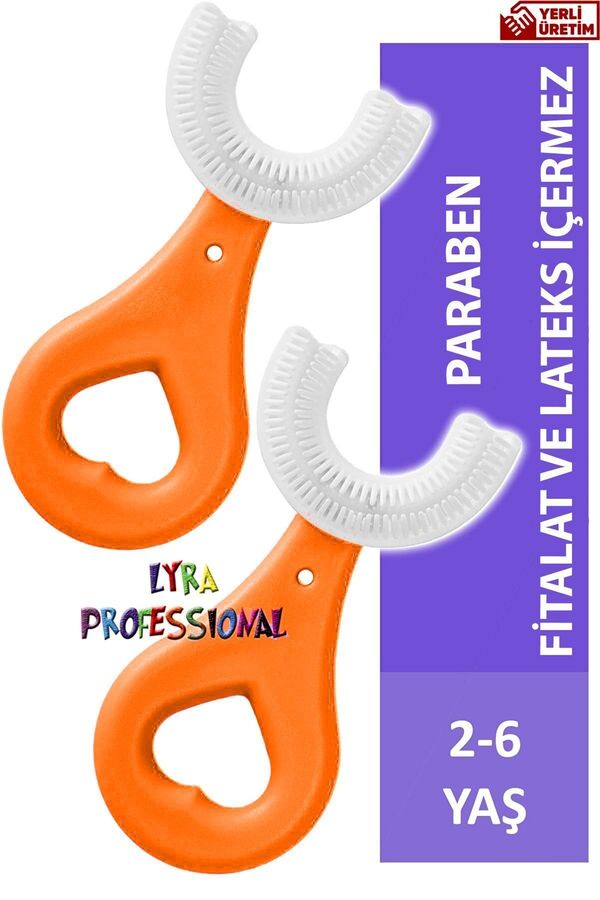 Lyra Professional U Şeklinde Pratik Çocuk Diş Fırçası 2-6 Yaş Orange 2 Adet