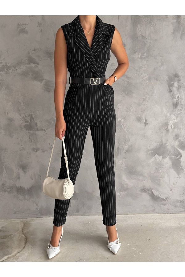 Striped jumpsuit with jacket store