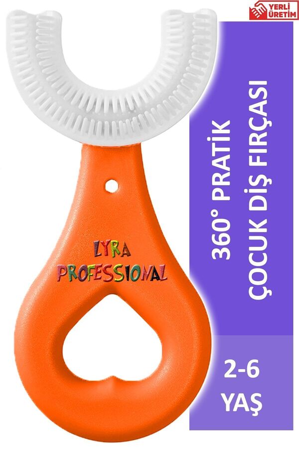 Lyra Professional U Şeklinde Pratik Çocuk Diş Fırçası 2-6 Yaş Orange