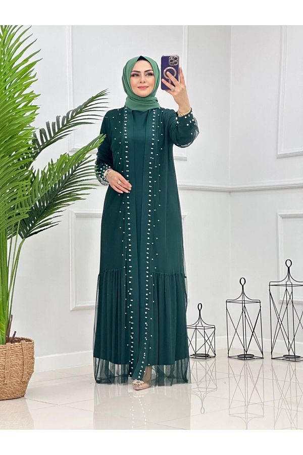 Pearl design abaya top