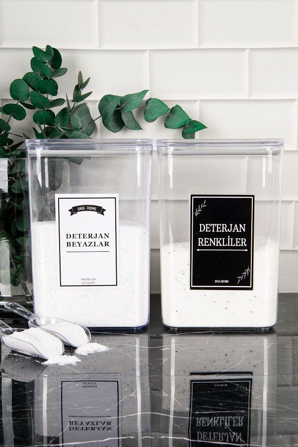 DNS HOME-2-Piece Detergent Storage Box with Scale Gift White and Color Label 3000 ml 1