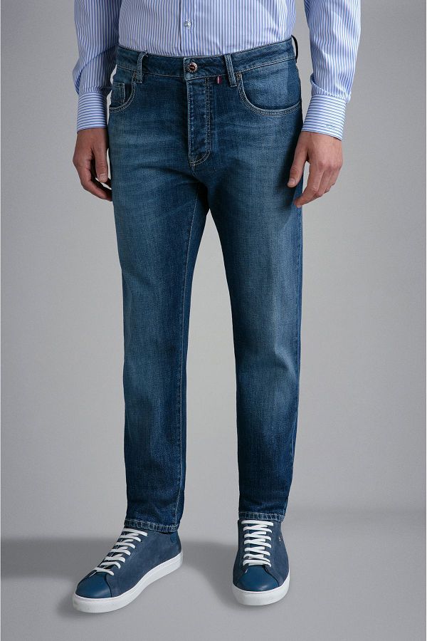 PAUL&SHARK-Țesătură denim pentru bărbați, talie obișnuită, model drept blugi blugi24414100-002 1