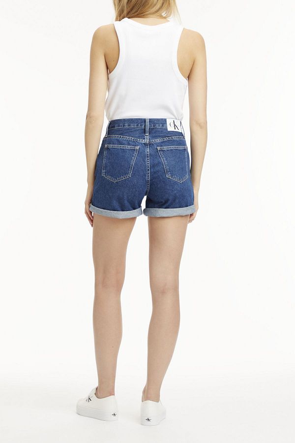 Calvin Klein Jeans High Waist Fitted Blue Women s Shorts J20j2206391bj Trendyol