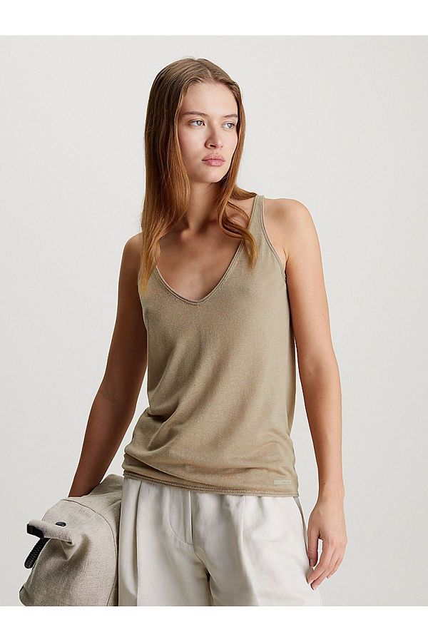 Calvin Klein Gray V Neck Thin Strap Comfortable Cut Women s Sports Undershirt K20K206524 PBS Trendyol