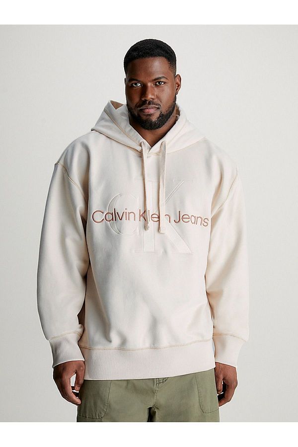 Calvin Klein Men s Cotton Logo Regular Fit Hooded White Sweatshirt J30J324623 YBI Trendyol