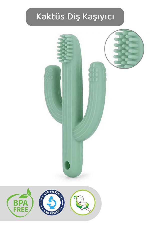 Meleni Baby Kaktüs Bebek Diş Kaşıyıcı - Bebek Diş Kaşıma Dişlik Yeşil