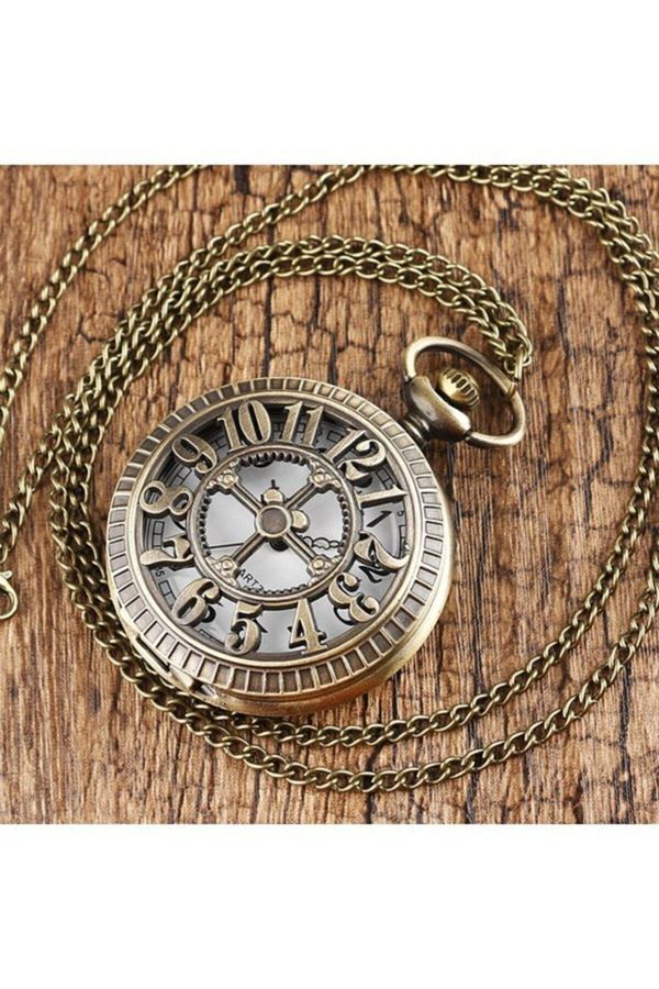 Hediye Sahibi-Wheeled Numerals Look Large Size Chain Clock Necklace 1