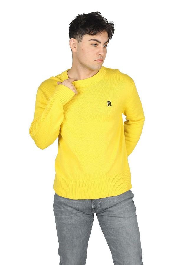 Tommy Hilfiger Men s Brand Logo Detailed Regular Fit Long Sleeve Yellow Sweater MW0MW33505 ZGR Trendyol