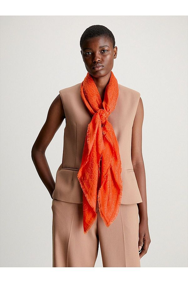 Calvin Klein Orange Brand Logo Printed Women s Scarf K60K608779 SA3 Trendyol