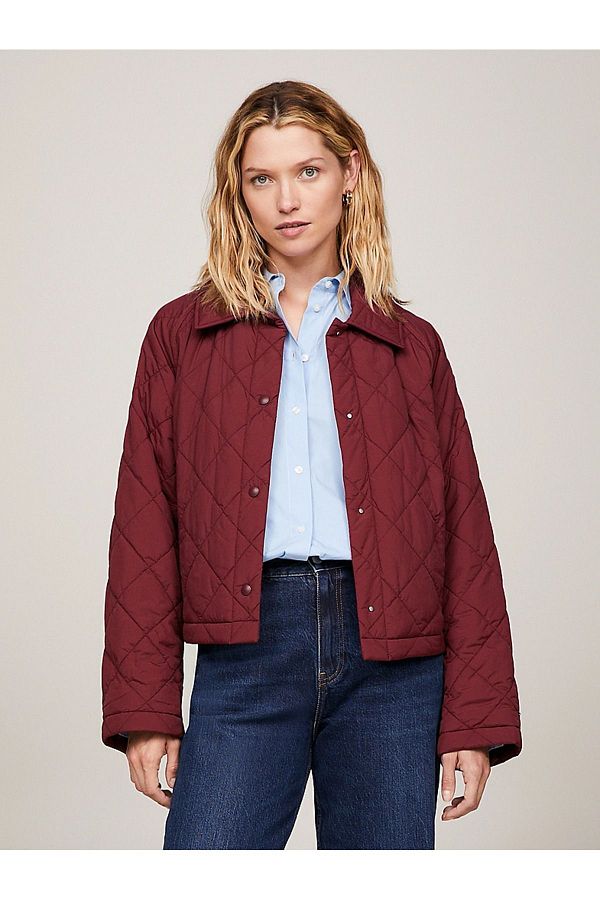 Tommy Hilfiger Women s Brand Logo Buttoned Long Sleeve Purple Jacket WW0WW40468 VLP Trendyol
