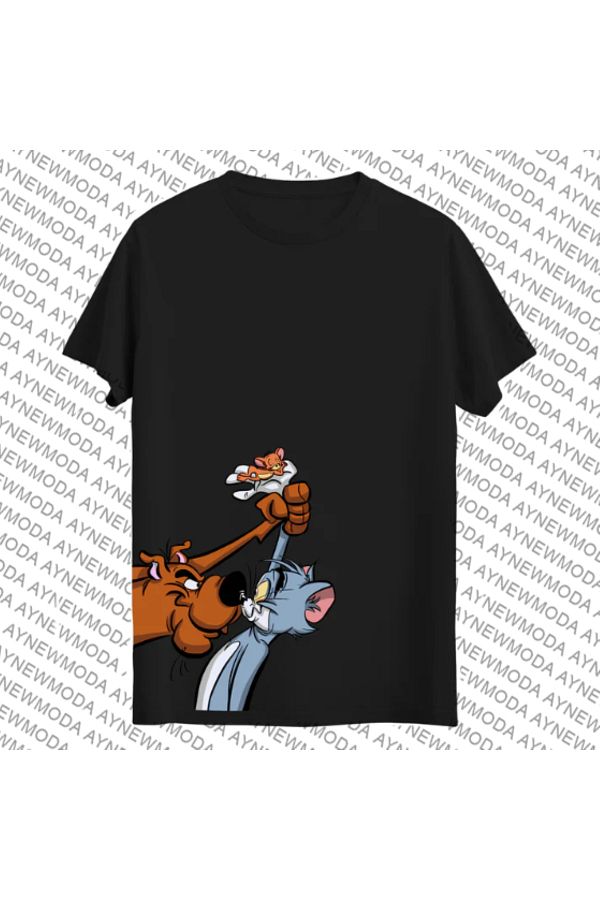 PENTHİLUS-Scooby Doo and Tom Jerry Pattern Kids T-Shirt 1
