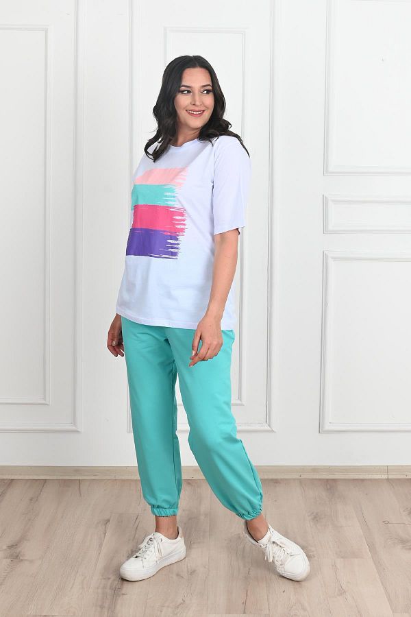 Koza Butik-Plus Size Printed Women's Tracksuit Set - 3695-23 1