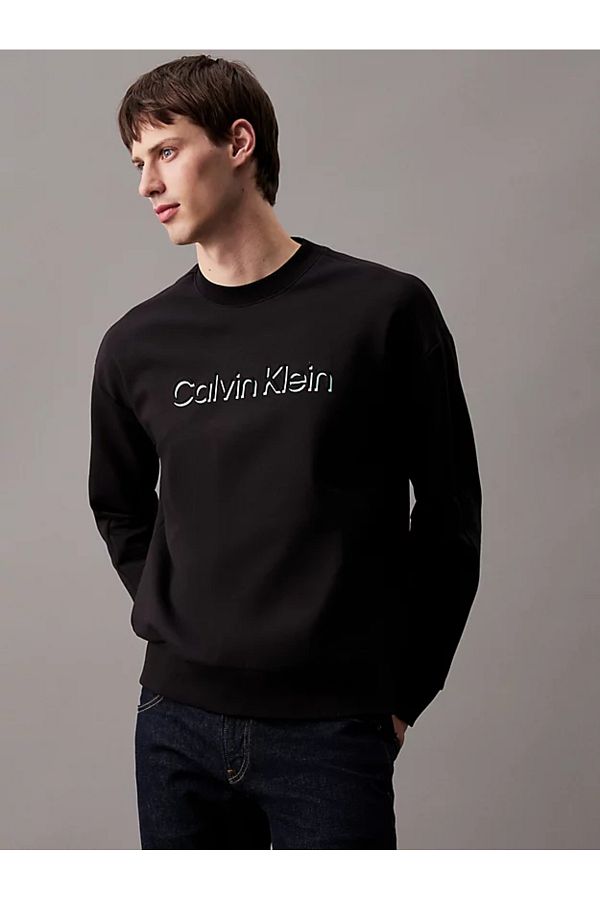 Calvin Klein Men s Black Sweatshirt with Big Logo Long Sleeve Relaxed Fit K10K113081 BEH Trendyol