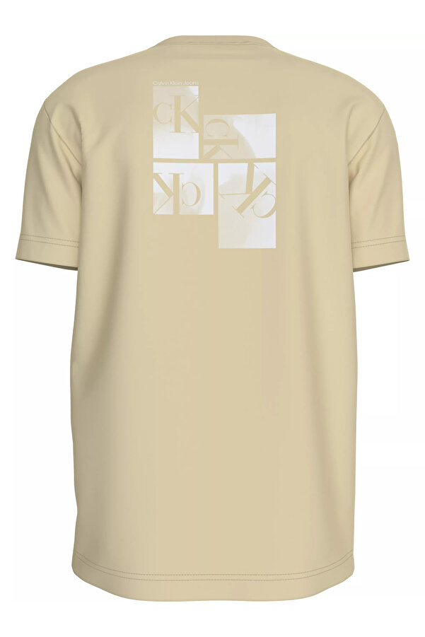 Calvin Klein Men's Crew Neck Brand Logo Short Sleeve Khaki T-shirt