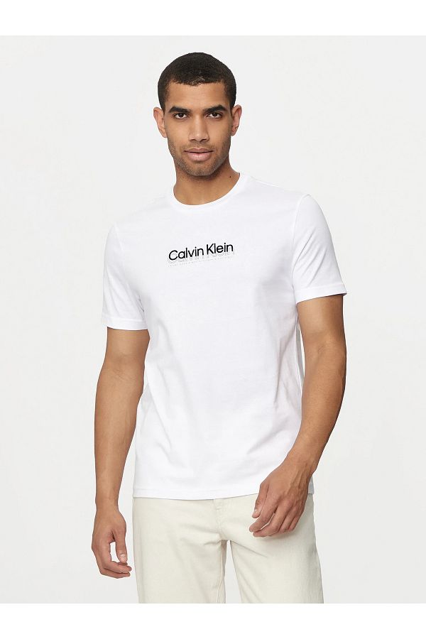 Calvin Klein White T Shirt Men Short Sleeve Logo Printed Casual Use K10K113118 YAF Trendyol