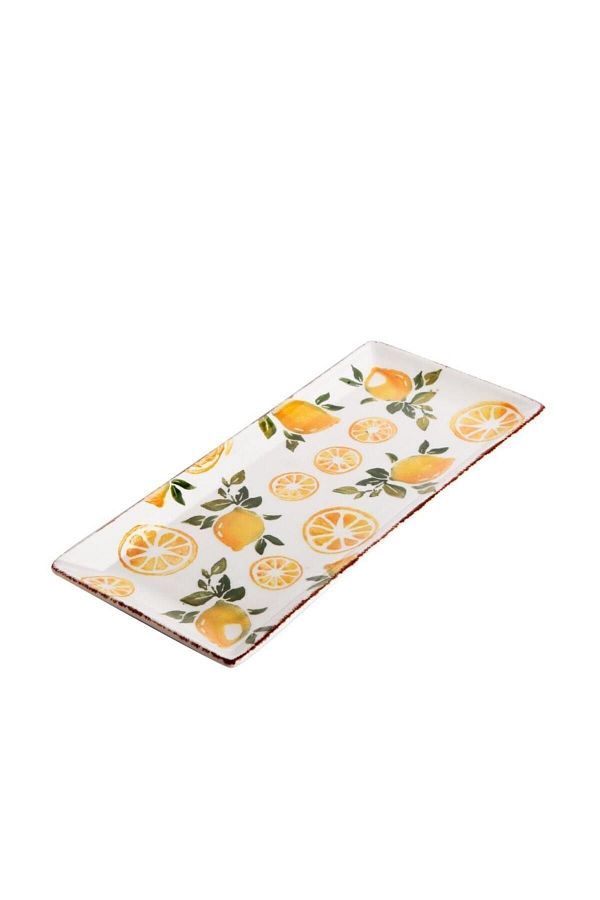 balsa group-Balsa Mrk Lemon Tumbled Pattern Ceramic Small Rectangular Baton Boat Presentation Plate 30*14 Cm 1