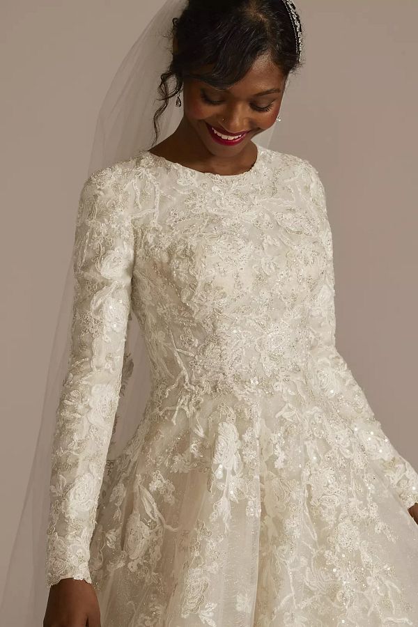 Oleg cassini long sleeve wedding dress new arrivals