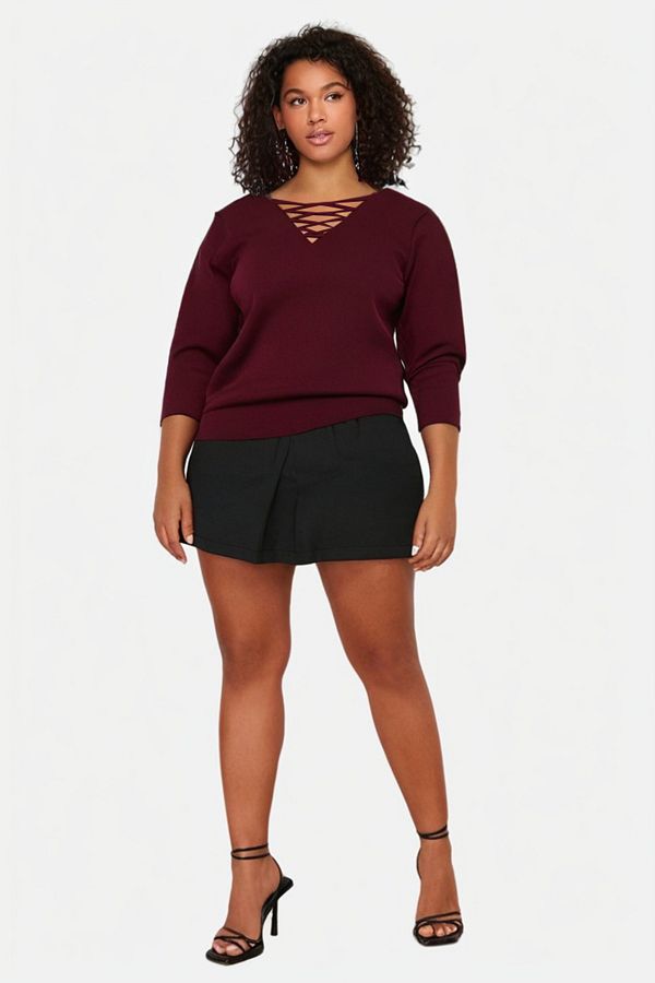 Trendyol Curve Cherry Cross Body Wrap Britli Knitwear Sweater Tbbaw24An00011 Trendyol