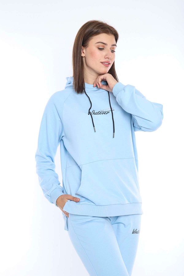 Escetic G. Blue 3 Thread Breathable Women s Sweat Tracksuit Set Casual Sports Fit 3036 Trendyol