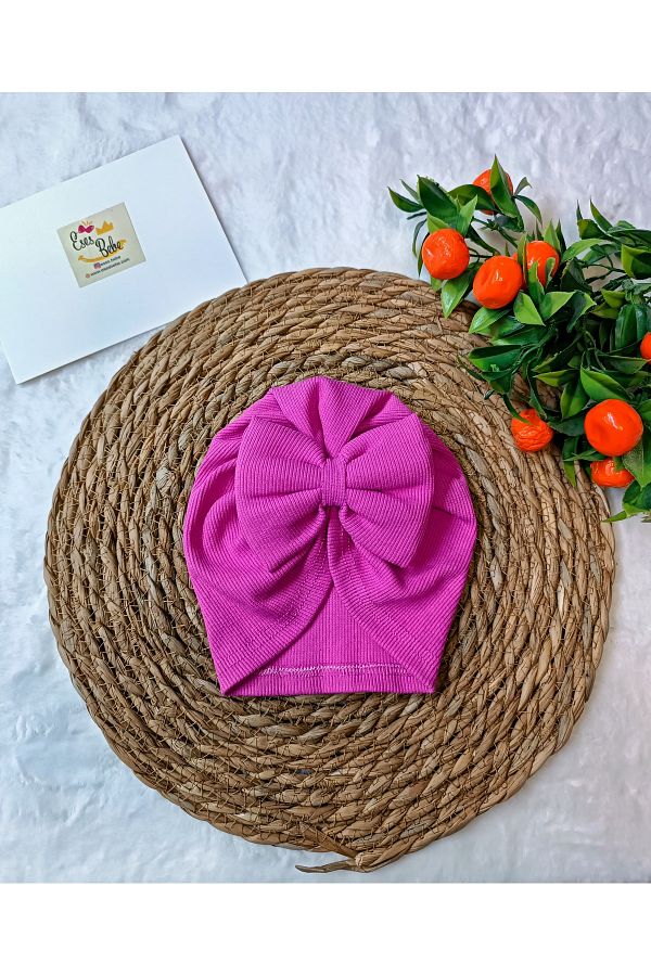 ESES BEBE-Boneta cu nervuri fucsia - Model cu fundita fetita 1