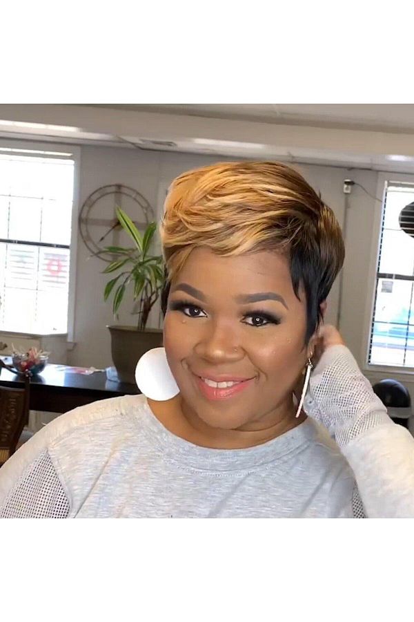 Choice Highlight Synthetic Wigs Short Straight Pixie Cut Hair Bob Wig Honey Gold Mix Black Hair For Woman Trendyol