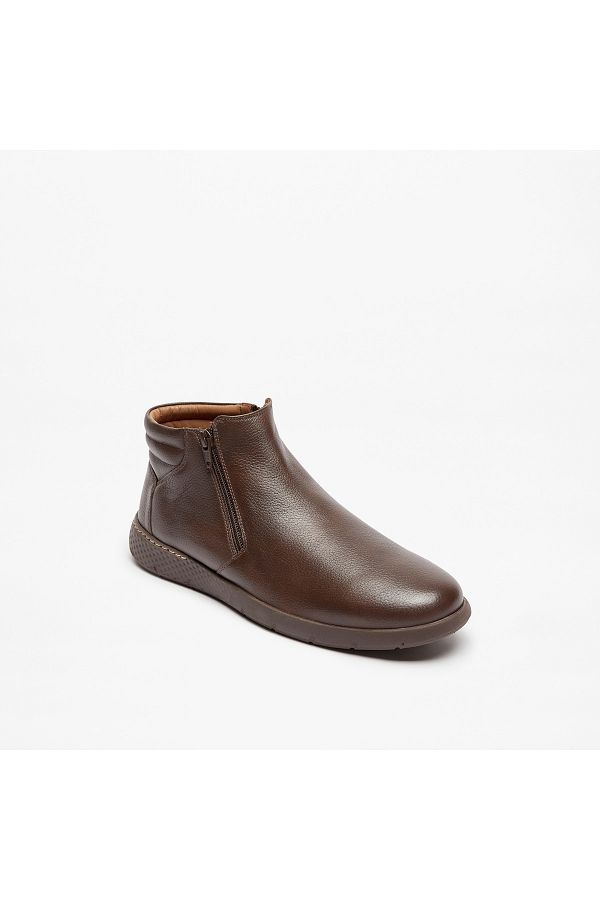 Le Confort-Solid Chukka Boots with Zip Closure 1