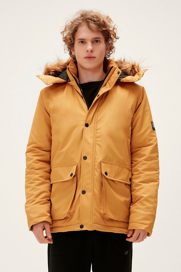 Mustard hooded coat online