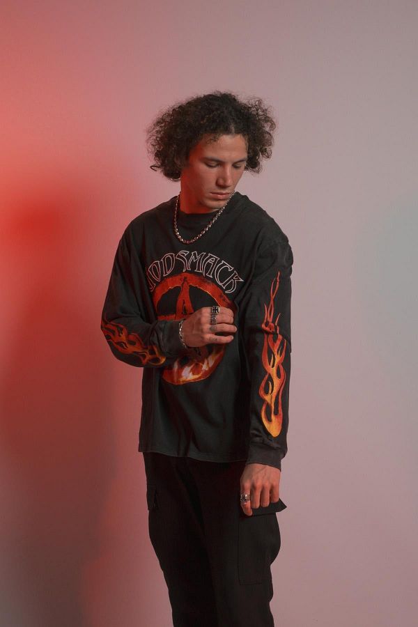 Overdrive-Godsmack "Pentagram Sun" Patterned Long Sleeve T-Shirt 1