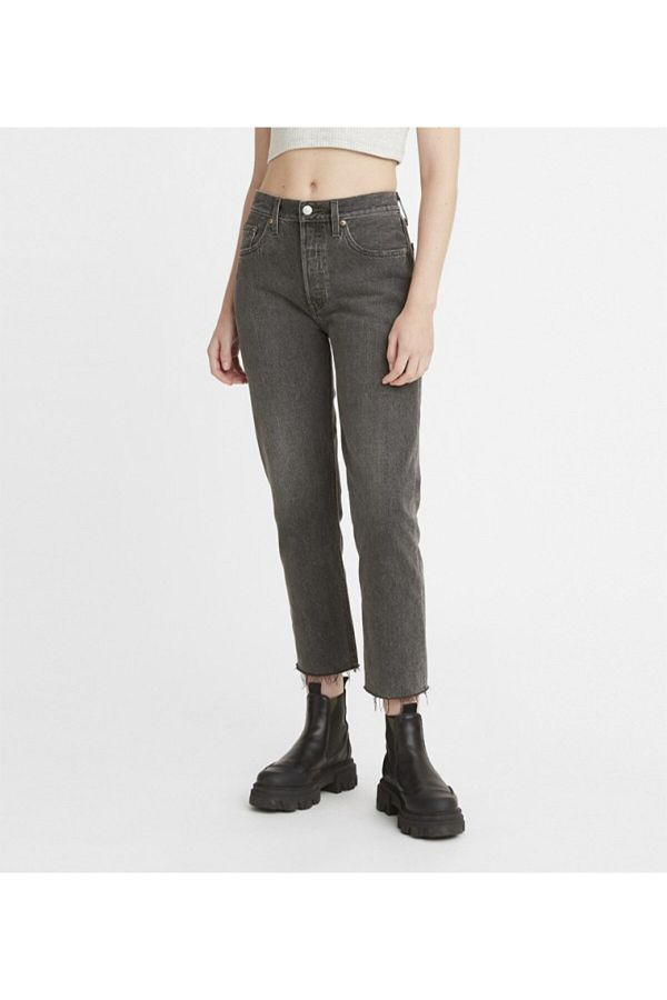 Levi's-501 بنطال جينز رمادي متوسط ​​الارتفاع للنساء 1