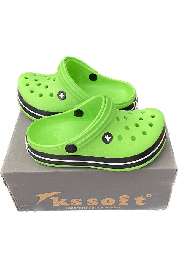 Seha-Fashion Kids Green Comfortable Sole Sabo Slippers Sandals 1