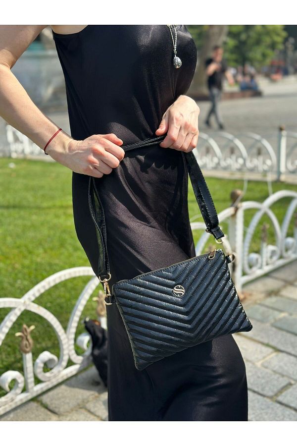 Sanmorris Black Bright Colored Women s Portfolio Adjustable Crossbody and Hand Strap Clutch Bag Trendyol