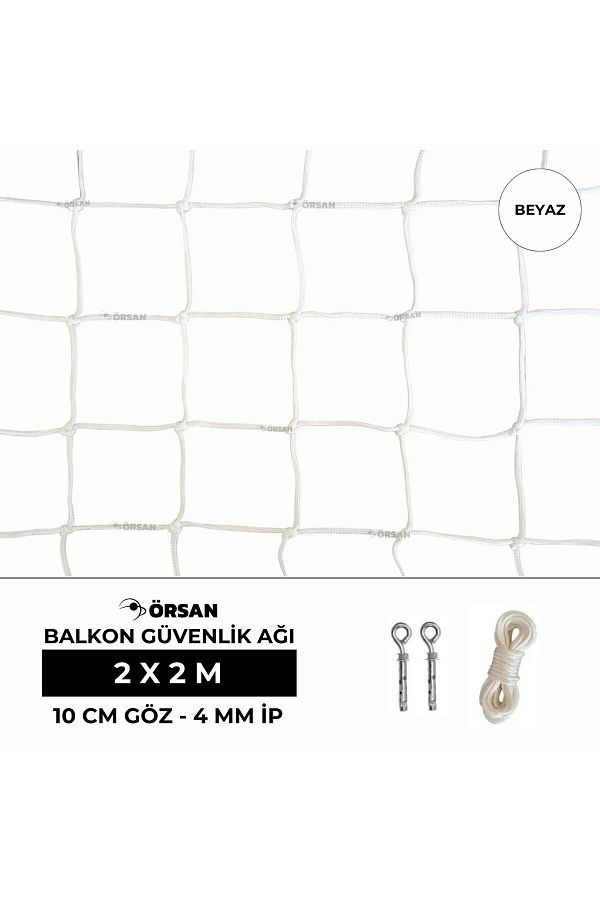 Örsan File-- Balcony Safety Net 2mx2m White - Children's Balcony Net - Child Protection Net 1