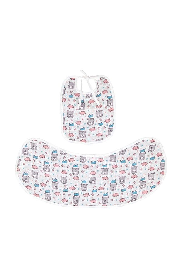 Lunanino-Muslin Baby Diaper and Bib Set King Bear 1