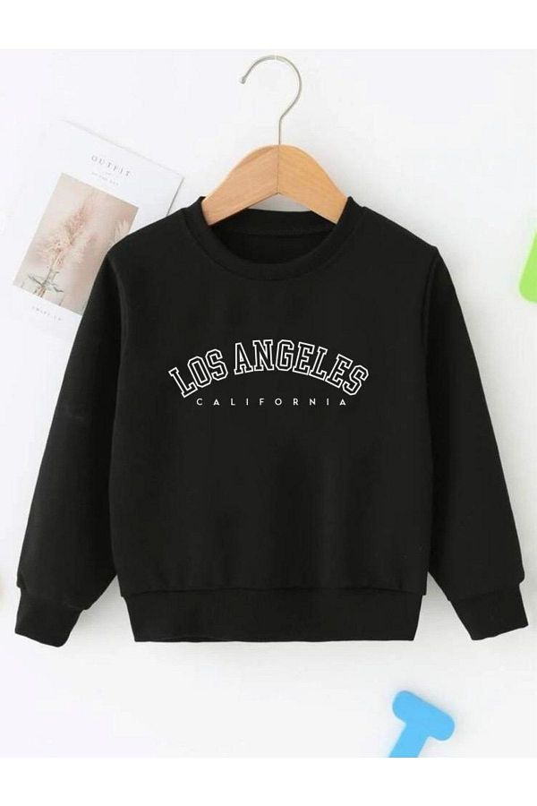 NoVibe Kids Unisex Oversize Black Los Angeles Printed Sweatshirt Trendyol
