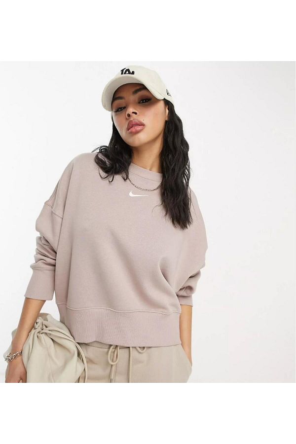 Nike Extra Large Size Brown Mini Swoosh Sweatshirt Trendyol