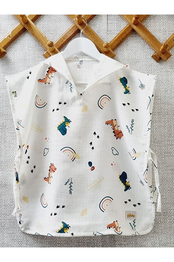 Yada Baby %100 Pamuktan Müslin Kapüşonlu Çocuk & Bebek Panço Bornoz