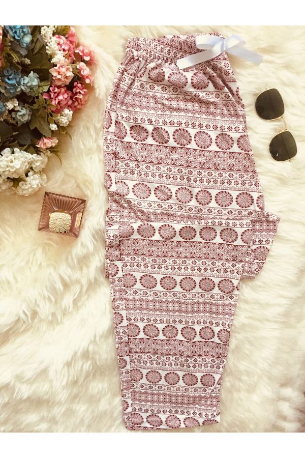 Altınay-Pantaloni de pijama de vară din bumbac fără buzunar B16 1