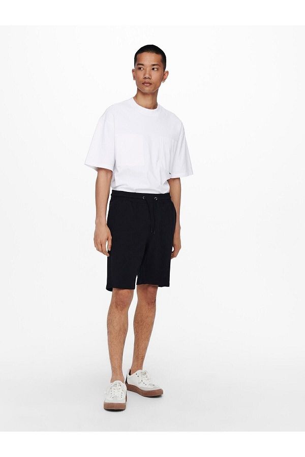 Only & Sons-Neil Sweat Shorts Erkek Siyah Şort 22015623-02 1