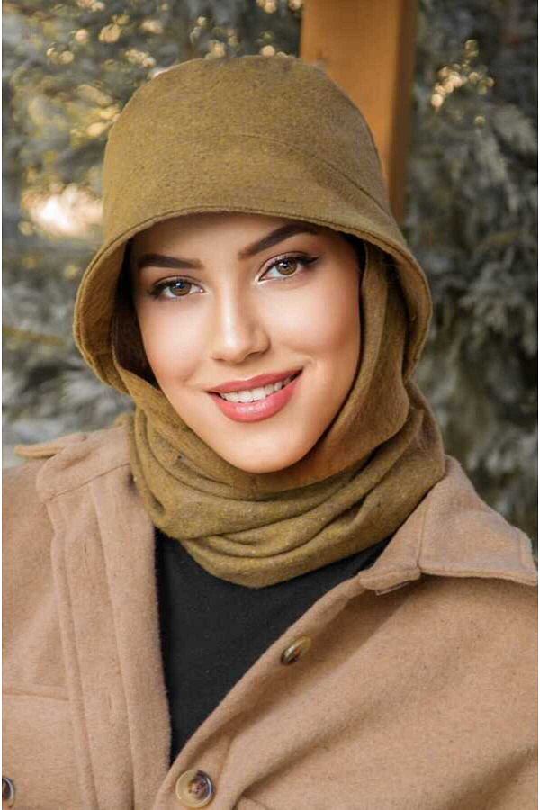 Ai e Tesettur Bucket Hat Mustard Scarf Model 30400 Trendyol