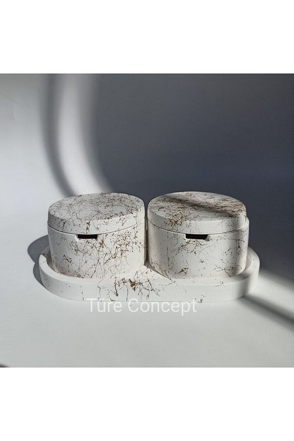Ture Concept-مجموعة وعاء فلفل ملح منقوش باللونين الذهبي والذهبي 1
