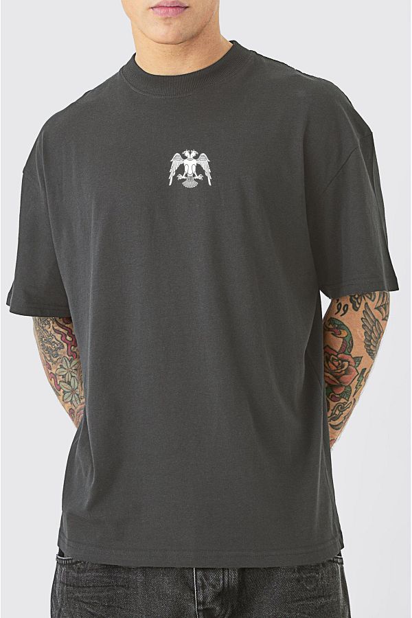 Uniquetex-VEK Oversize T-shirt - Double Headed, Eagle Printed, 100% Cotton 1