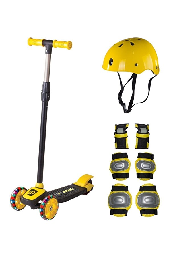 Cool Wheels 3 3 Yaş Üstü Sarı Twist Işıklı Scooter Kask Seti Sarı 3+ Yaş