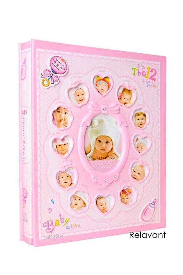 Relavant Bebek Fotoğraf Albümü 220'lik 10x15 Ve 15x21'lik Lüks Kutulu Pembe Bebek Foto Albümü