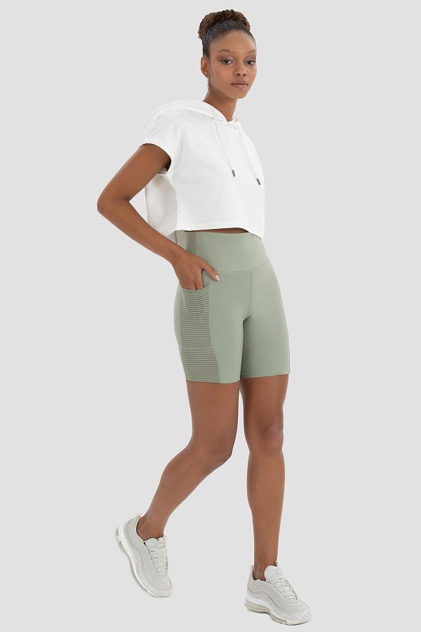 Superstacy Wawel Mesh Detailed Light Green Cycling Shorts Trendyol
