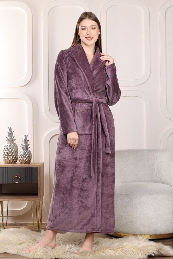 mervemoda Women s Purple welsoft high quality long robe bathrobe Trendyol