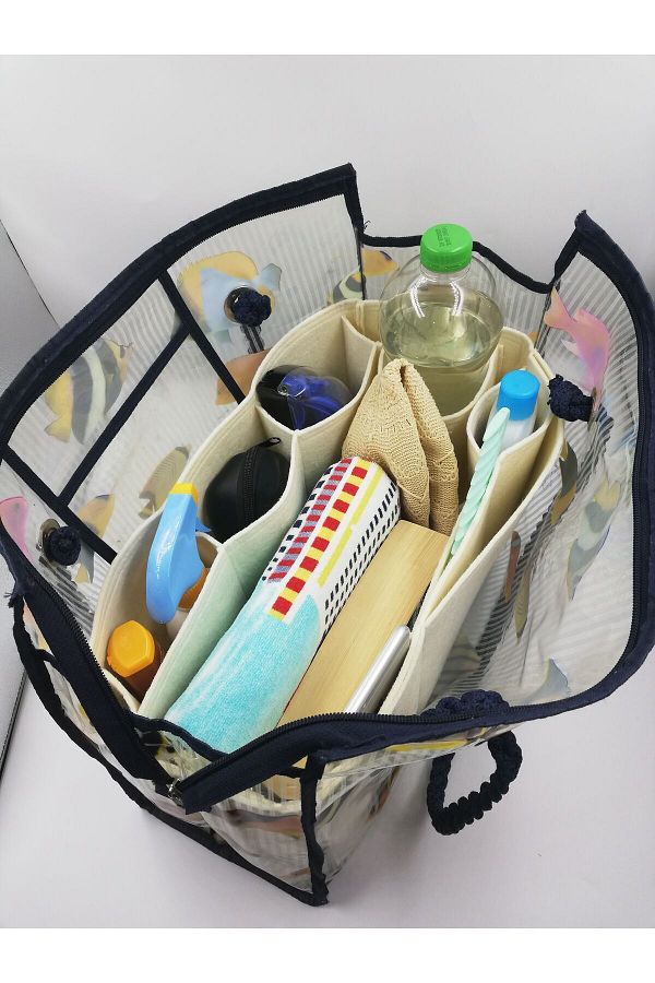 Marjinal Cream Colored Beach Bag Organizer Inside Trendyol