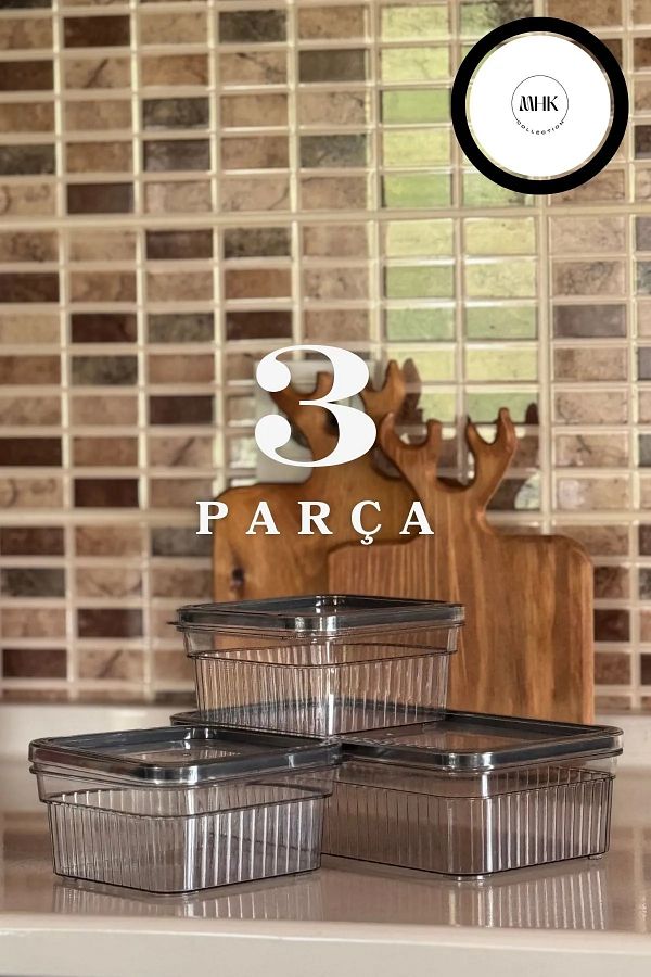 MHK Collection-Ergonomic 3-Piece Storage Container Set - 1.80lt X1 & 0.85lt X2 Unbreakable 1